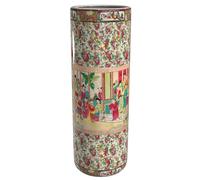 Red Lantern Umbrella Stand, Porcelain Ceramic, Rose Medallion, 2 Foot