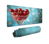 Red Large Mouse Mat 1000 x 500 x 3MM Gaming Mouse Pad, Cherry Mousepad Extended for Men, Office Accessories with Anti-Slip Rubber Base and Double Stitched Edge, Mousemat for Laptop, Gifts -TL285T