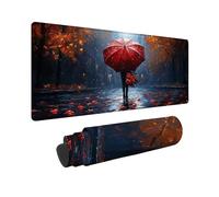 Red Large Mouse Mat 1000 x 500 x 3MM Gaming Mouse Pad, Umbrella Mousepad Extended for Men, Office Accessories with Anti-Slip Rubber Base and Double Stitched Edge, Mousemat for Laptop, Gifts -TL4165
