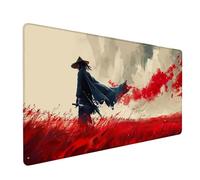 Red Large Mouse Mat 1000x500x3mm, Warrior Extended Mouse Pad with Stitched Edges, Gaming Mousepad with Soft Smooth Surface, Desk Mat for Desk Accessories and Office Accessories, Gifts for Men 6-3523