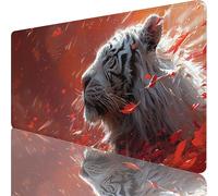 Red Large Mouse Mat 1200x600x3mm, Tiger Gaming Mouse Pad, Extended Desk Mat with Stitched Edges, Waterproof Mousepad Improved Precision and Speed for Gaming Accessories and Desk Accessories 4-3817