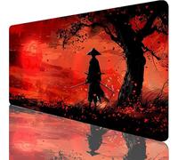 Red Large Mouse Mat 900x400x3mm, Swordsman Gaming Mouse Pad, Extended Desk Mat with Stitched Edges, Waterproof Mousepad Improved Precision and Speed for Gaming Accessories and Desk Accessories F-8941