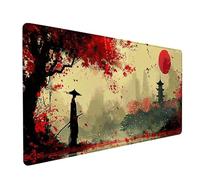 Red Large Mouse Mat, Warrior Gaming Mouse Pad with Stitched Edges, Extended Mousepad with Non-Slip Rubber Base, Desk Mat for Desk Accessories and Office Accessories, Gifts for Men, 900x400x3mm B-7589