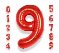 Red Large Number 9 Balloons: 40 Inch Giant Foil Number Balloons Big SizeHelium Balloon Age 0-9 Mylar Balloon for Kids Girl Women 9th Birthday Party Baby Shower Anniversary Decorations