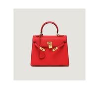 (red, Large size 25cm) Mini Second-Generation Kelly Handbag Kelly Palm Print Women's Handbag With A Luxurious Feel Women's Bag Single Shoulder Bag Platinum Bag