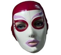 Red Latex Mask Rubber Unisex Hood with Zipper for Catsuit Wear Sexy role play Accessories(Size:XL-70CM)