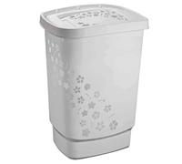 Red Laundry Bin Flowers Grey Laundry Basket Plastic 55L with Lid Box Basket New