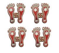 Red Laxmi Charan Paduka Feet Pagla Stickers Sticker Decor Decorative for Diwali Decor, Deepawali Pooja Door Wall Floor House Office Gift Gifts Return/Good Luck (charan paduka Pair 4)