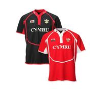 (Red, LB 9-10 Years) New Kids Babies 'New Cooldry' Wales Welsh Feathers/Dragon Collared Rugby T Shirt