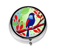 Red Leaf Birda Small Three-Compartment Medicine Box That Can Be Placed in Your Pocket Or Purse and Can Store Vitamins.