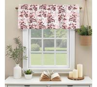 Red Leaf Fruit Valances for Windows, Plant Nature Rod Pocket Valance Short Window Treatments Curtains for Kitchen Bathroom Bedroom Decor, 42 x 18 Inches