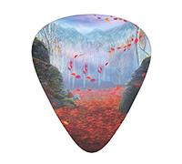 Red Leaf Stone Moss Guitar Picks 12 Pack Set Guitar Gift for Bass Picks Acoustic Guitars Plectrums with Clear Storage Box