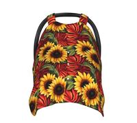 Red Leaf Sunflower Print Baby Car Seat Covers, Breathable Nursing Cover Breastfeeding Cover, Stroller Covers, Multi-use Infant Carseat Canopy, Baby Boys Girls Newborn Essentials