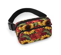 Red Leaf Sunflower Print Fanny Packs Crossbody Bags for Women, Fashion Waist Belt Bag Fanny Pack