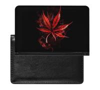 Red Leaf Weed Leaf Passport Holder Cover PU Leather Passport Wallet Organizer Protector Slim Travel Accessories