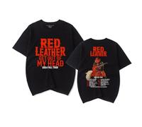Red Leather Get Out of My Head Tour T-Shirt Women Men Fashion Casual Short Sleeve Tee (XXS,Black)