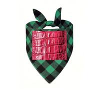 Red Leather Texture Dog Bandana Plaid Triangle Pets Scarf | Funny Dog Neckwear Washable Triangle Bibs Kerchief Pet Costume Accessories for Small Medium Large Dogs Cats Birthday Gift