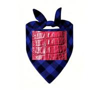 Red Leather Texture Dog Bandana Plaid Triangle Pets Scarf | Funny Dog Neckwear Washable Triangle Bibs Kerchief Pet Costume Accessories for Small Medium Large Dogs Cats Birthday Gift