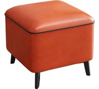 Red Leather Tufted Ottoman Footrest Stool Cube Foot Rest Bench for Bedroom Living Room Office and Entrance Hall - Stylish Shoe Change Stool
