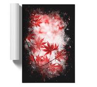 Red Leaves of a Maple Tree Paint Splash | Unframed Wall Art Print | Ready to Frame Poster | Modern Home Decor Picture | Artwork for Living Room, Bedroom, Kitchen or Office | A4 (21x29.7 cm)