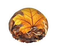 Red Leaves print Stylish Shower Cap Reusable Shower Cap Women Large Shower Cap for Braids Long Hair