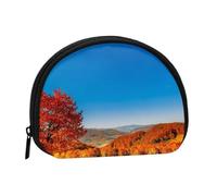 Red Leaves Print Women's Mini Coin Purse Wallet Zipper Pouch for Daily Use and Gifts 1PCS