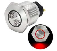 Red LED Buzzer 24V 22mm Alarm Indicator Light Lamp Stainless Steel Metal Signal Pilot 0.87"Mounting Hole with 85dB Sound J22-BZL
