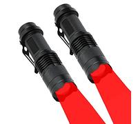Red LED Flashlight Mini 3 Modes Zoomable Hunting Light Torch for Hunting, Astronomy, Night Vision, 2 Pack