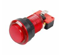 Red LED Push Button with Fixing Ring, Bulb Holder for Arcade Jamma Video Game Games Console, Pack of 1