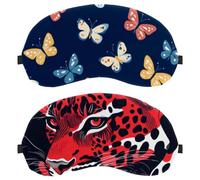 Red Leopard 2-Pack Light-Blocking Soft Breathable Eye Masks with Eye Patches and Sleep Masks