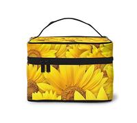 Red Leopard And Zebra Animal Cosmetic Bag Makeup Bag Large Travel Makeup Organizer Case, Excellent Capacity, Water-Resistant, Suitable For Women Families Couples Or Long-Term Travel., Sunflowers, One