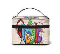 Red Leopard And Zebra Animal Cosmetic Bag Makeup Bag Large Travel Makeup Organizer Case, Excellent Capacity, Water-Resistant, Suitable For Women Families Couples Or Long-Term Travel., Music Style, One