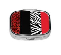 Red Leopard and Zebra Animal,Meta Pill Box 2 Compartment Medicine Case,Portable Organizer,Rectangle Meta Portable Organizer Pill Box 2422 Compartment Medicine Case