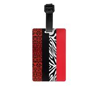 Red Leopard and Zebra Animal Print Luggage Tags with Full Back Privacy Cover - Bright Suitcase Identifier for Travel, Cruise & More