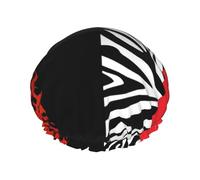Red Leopard And Zebra Animal,Shower Cap Nightcap Double Layer Waterproof Elastic Bath Cap Reusable Hair Cap
