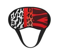 Red Leopard and Zebra Animal Sleep Mask for Side Sleeper Eye Mask for Sleeping Light Blocking Soft Breathable Sleep Eye Mask for Women Men Adjustable Elastic Strap Travel Nap Blackout Eye Shade Cover