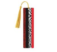 Red Leopard and Zebra Animal Wooden Bookmark Book Lovers Tassels Crafts Accessories Reading Book Club Party
