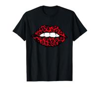 Red Leopard Lips T-Shirt Women | Cheetah Print Art Value Graphic T-Shirt