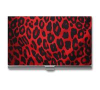 Red Leopard Pattern Business Card Case Business Card Storage Slim Metal Credit Card Wallet Multi Functional Flip Cover Minimalist Wallet Card for Men And Women