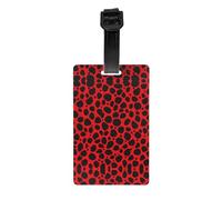 Red Leopard Pattern Durable PVC Luggage Tag â€“ Full-Print Design, Personal Information Slot, Detachable Wristband, Easy to Identify and Carry