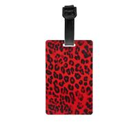 Red Leopard Pattern Durable PVC Luggage Tag â€“ Full-Print Design, Personal Information Slot, Detachable Wristband, Easy to Identify and Carry
