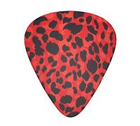 Red Leopard Pattern Guitar Picks 12 Pack Set Guitar Gift for Bass Picks Acoustic Guitars Plectrums with Clear Storage Box