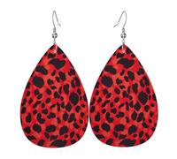 Red Leopard Pattern Holiday Earrings For Women, Festive Star Drop Earrings, Chic Dangle Jewelry For Celebrations