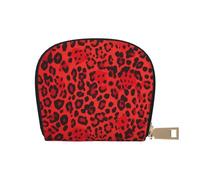 Red Leopard Pattern Leather Semi-Circular Card Bag, Compact and Convenient, Easy to Store