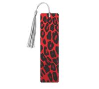 Red Leopard Pattern Metal Bookmarks with Tassel,Cool Book Markers for Reading Women, Men,Aluminum Hanging Ornament Fancy Handmade Craft Reading Accessories Gift for Book Lovers M