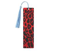 Red Leopard Pattern Metal Bookmarks with Tassel,Cool Book Markers for Reading Women, Men,Aluminum Hanging Ornament Fancy Handmade Craft Reading Accessories Gift for Book Lovers M