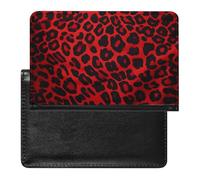 Red Leopard Pattern Passport Holder Passport Wallet Document Organizer Protector PU Leather Card Slot Travel Accessories
