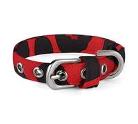 Red Leopard Pattern Pet Collar Oxford Adjustable Safety Dog Collars Cute Outdoor Training Pet Collars Easy Clean Floral Print Puppy Collar for City Pet Owners