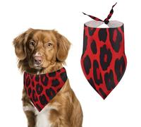 Red Leopard Pattern Pet Scarf Adjustable Pet Accessories Triangular Scarf Washable Floral Print Puppy Bib Bandana Stylish Comfortable Cat Scarves for Holiday Scarfs