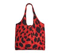 Red Leopard Pattern Print Canvas Tote Bags for Women Reusable Grocery Bag Large Gym Canvas Cloth Pouchportable Shopping Handbag